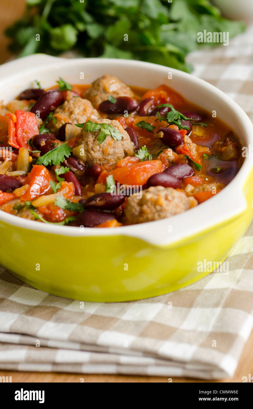 Mexican meatball stew in a baking dish Stock Photo