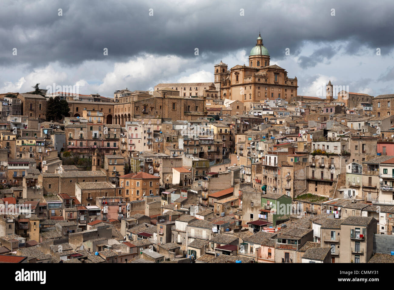 View over the old town, Piazza Armerina, Sicily, Italy, Europe Stock Photo