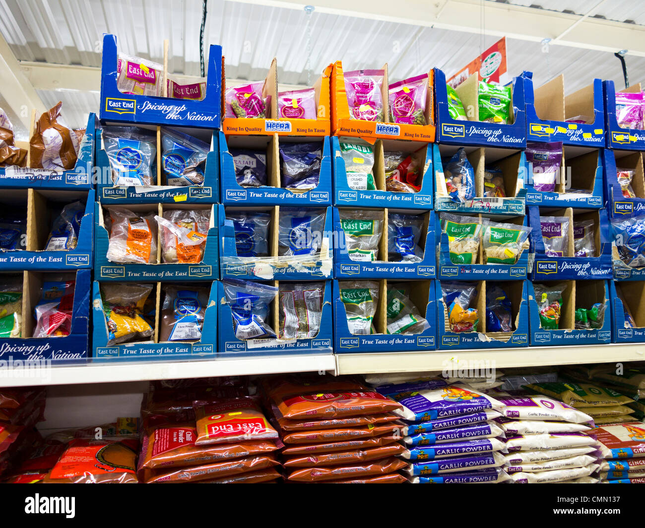 Asian Supermarket Packets Of Spices Stock Photo Alamy