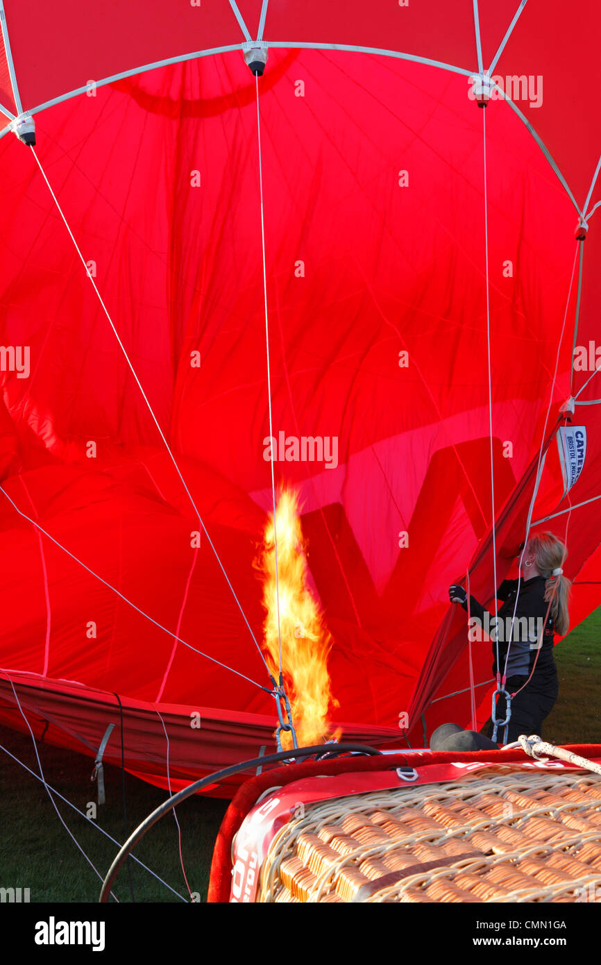 Hot air balloon being filled for a commemorative ascension on 200th anniversary first Danish balloon voyage. Rosenborg Palace. Stock Photo