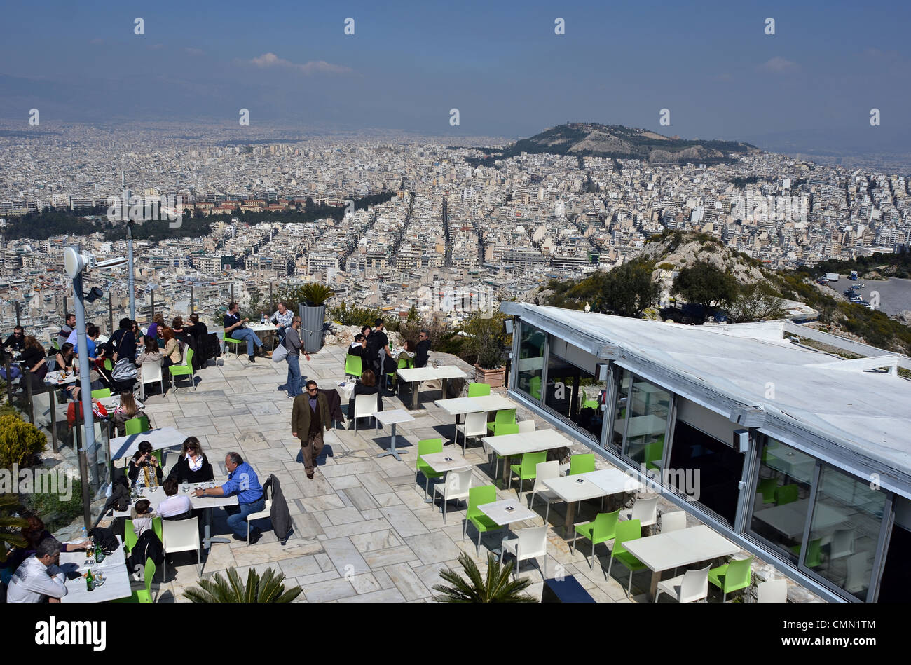 restaurant at the top of Mount Lycabettus in Athens Greece Stock Photo