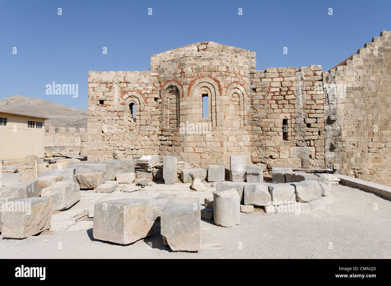 Rhodes. Greece. The 13th century Byzantine church of St John (Agios Ioannis)  inside the 114 metre high Acropolis hill of Stock Photo - Alamy