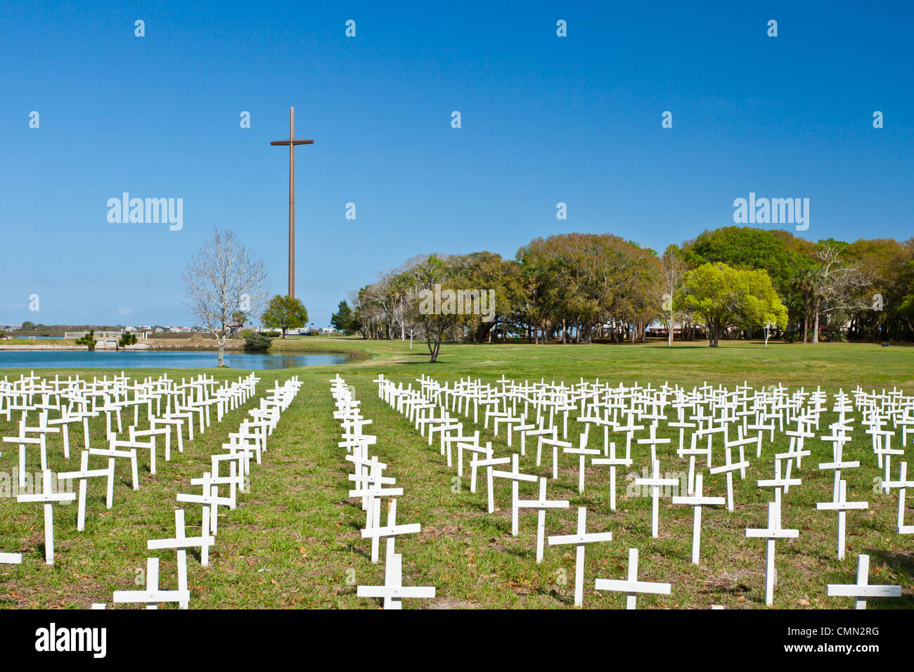 Small crosses at the Cemetery of the Innocent in St. Augustine, Florida, USA, America. Stock Photo