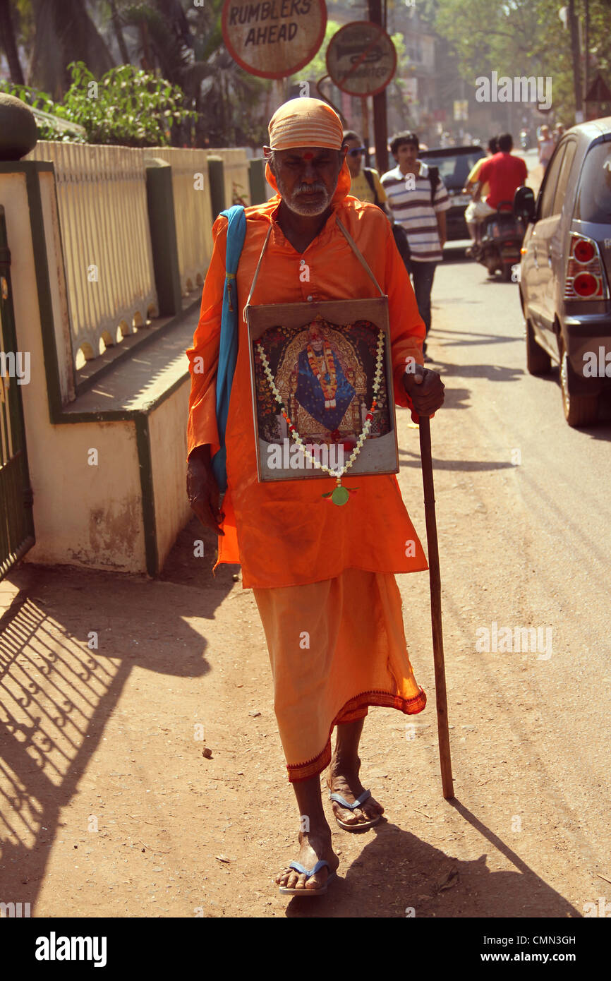 Real life in Goa, monk Stock Photo