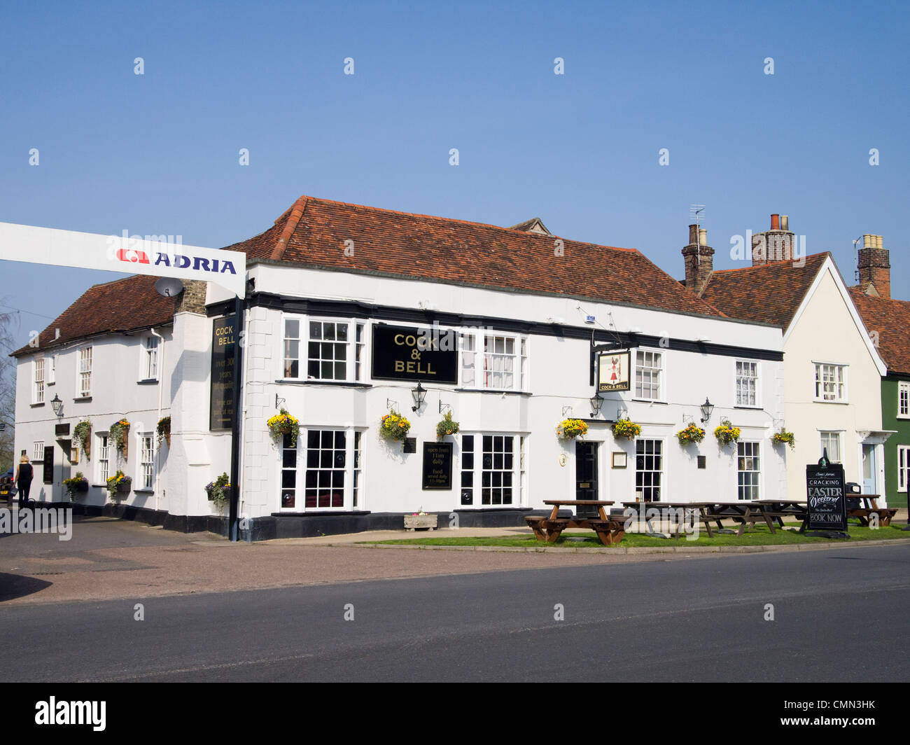 The exterior of the Cock and Bell pub in Hall Street, Long Melford