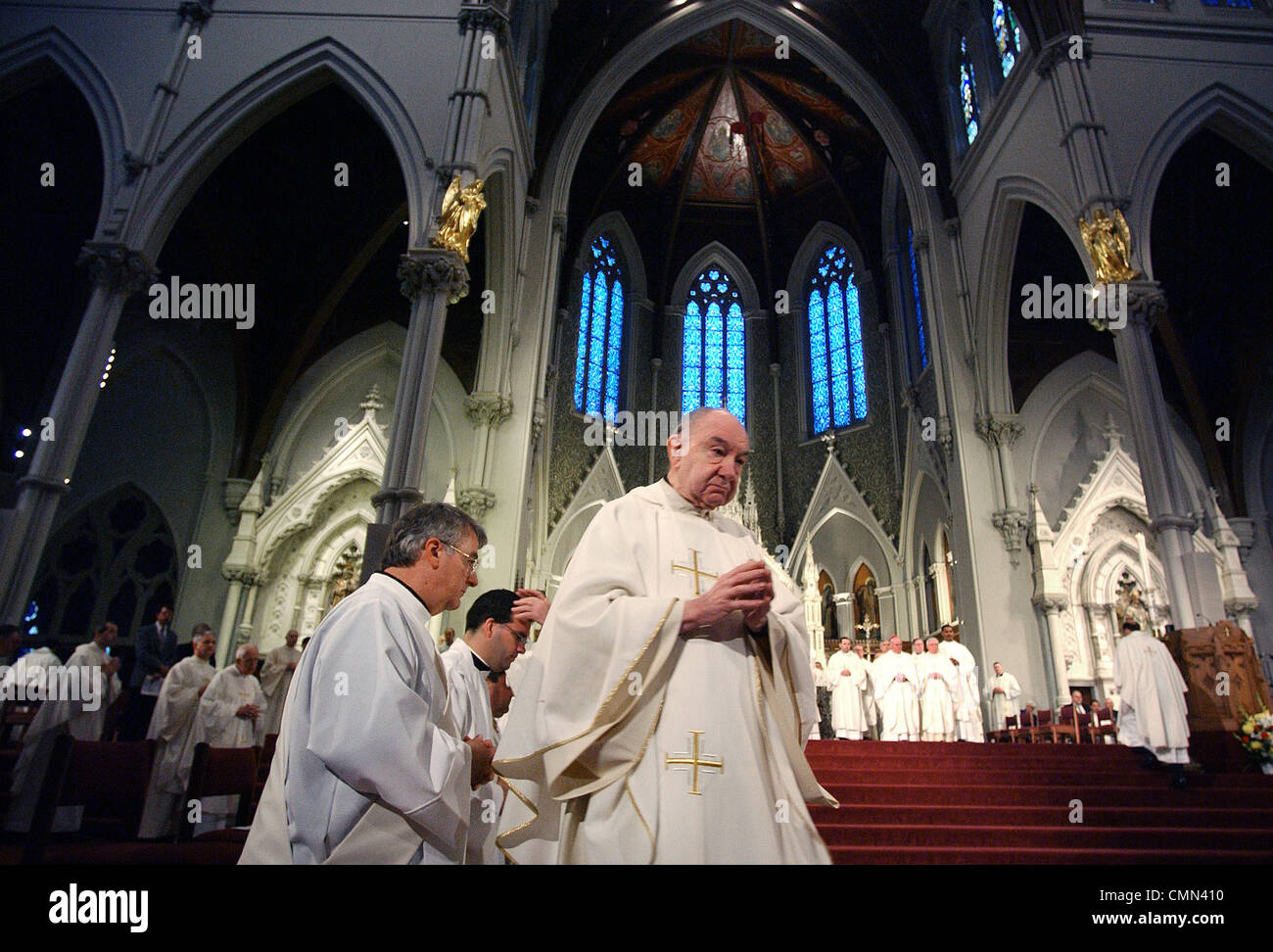 Roman Catholic ordination rite, Cathedral of the Holy Cross, Boston, Massachusetts Stock Photo