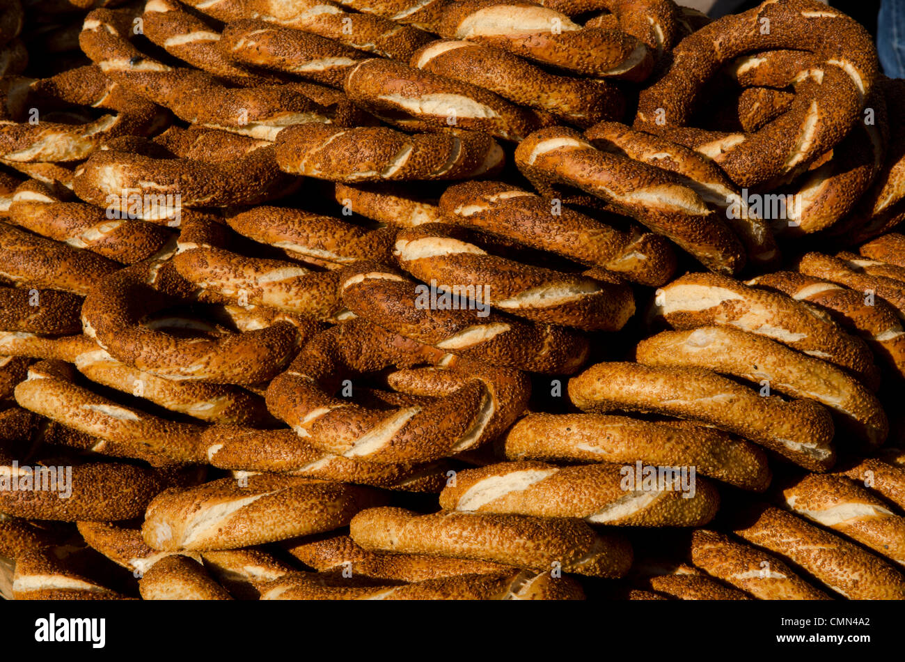 Simit Bread Istanbul Street Food Stall, Turkey Stock Photo