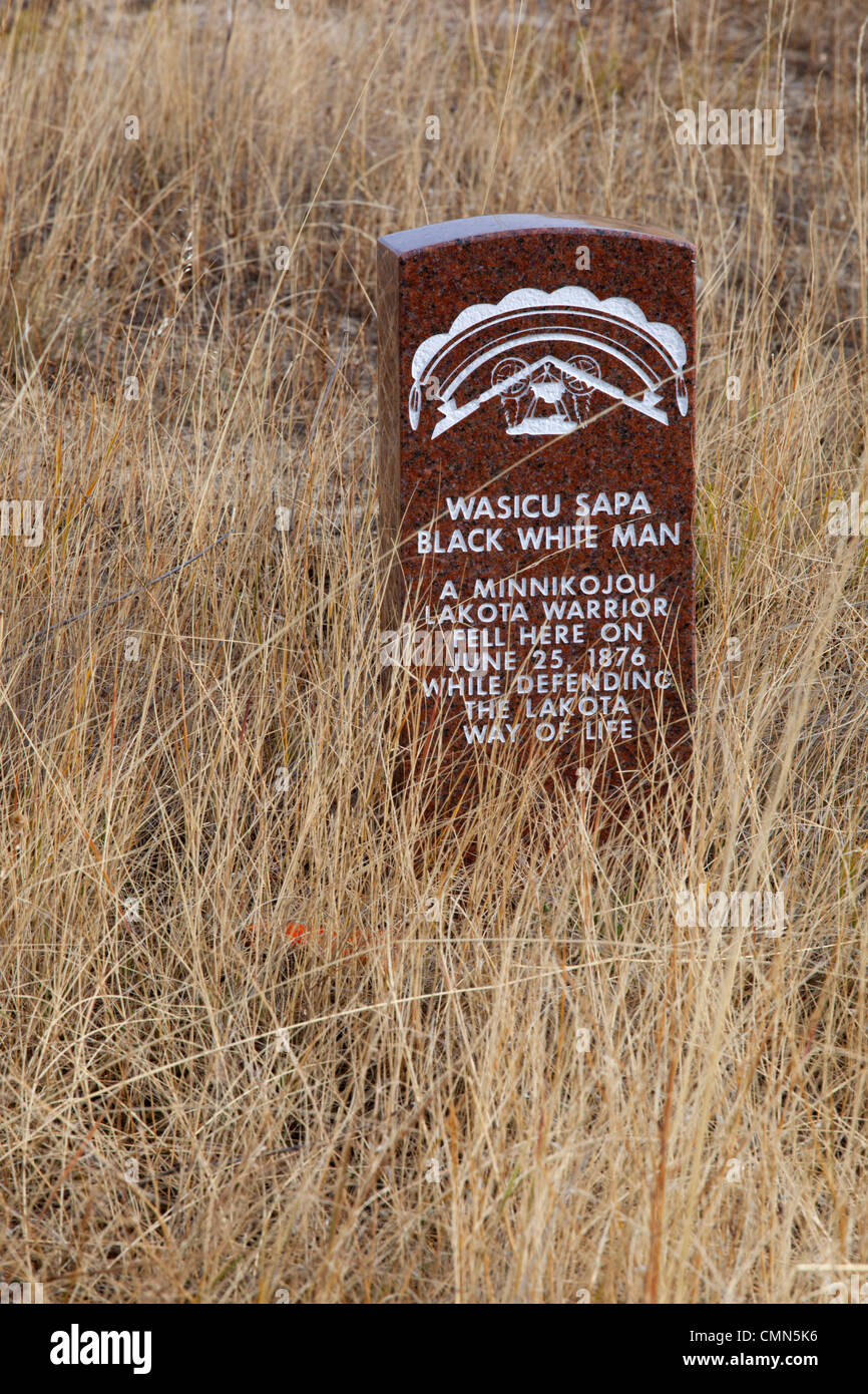 little bighorn battlefield on Mt Little Bighorn Battlefield National Monument Headstone Marker Where Lakota Warrior Fell June 25 1876 Stock Photo Alamy
