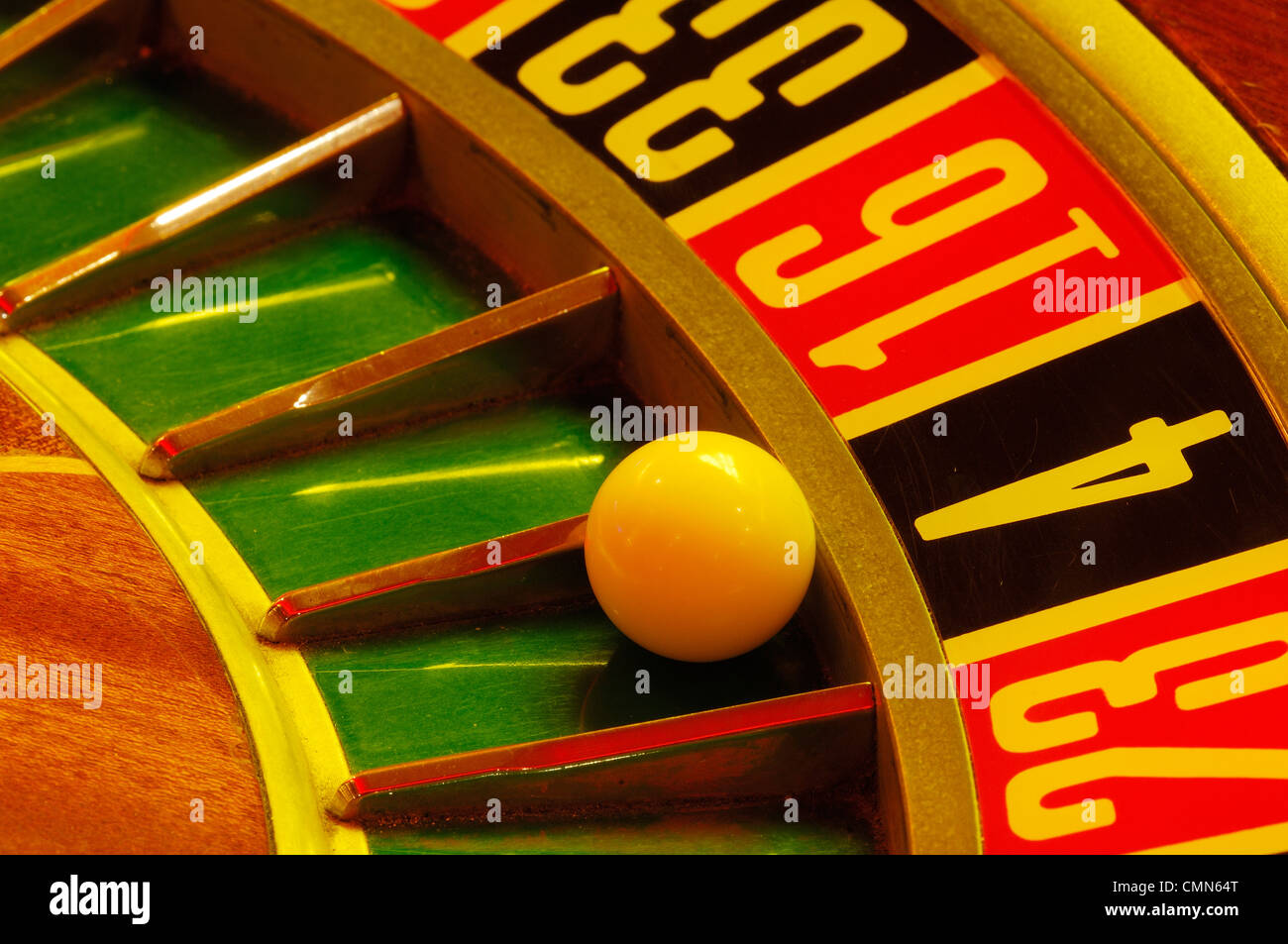 Roulette wheel and ball Stock Photo Alamy