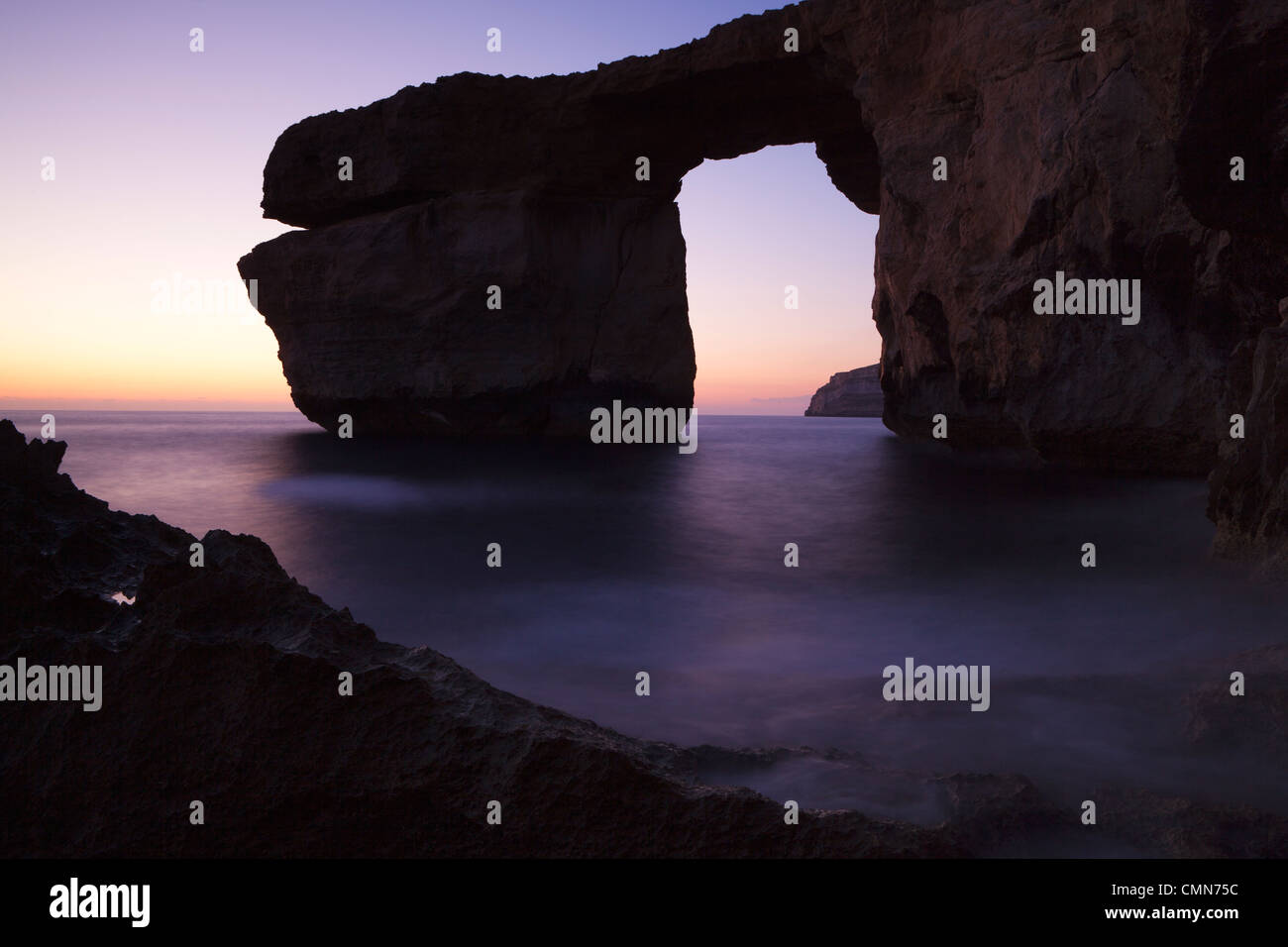 Horizontal Photogragh of the Azure Window at Dweja Point, Gozo, Malta Stock Photo