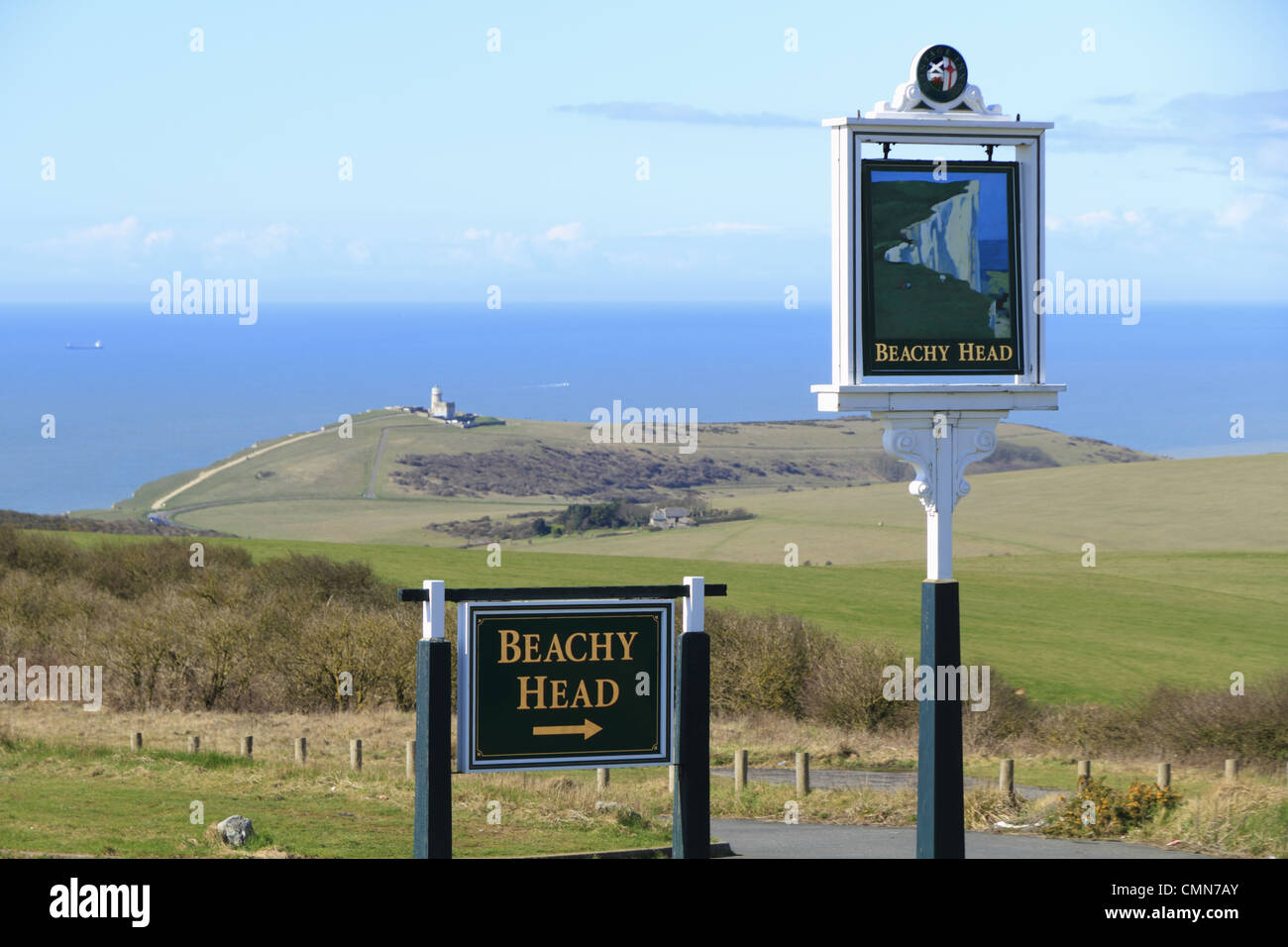 Car park signs at Beachy Head on the South Downs National Park near