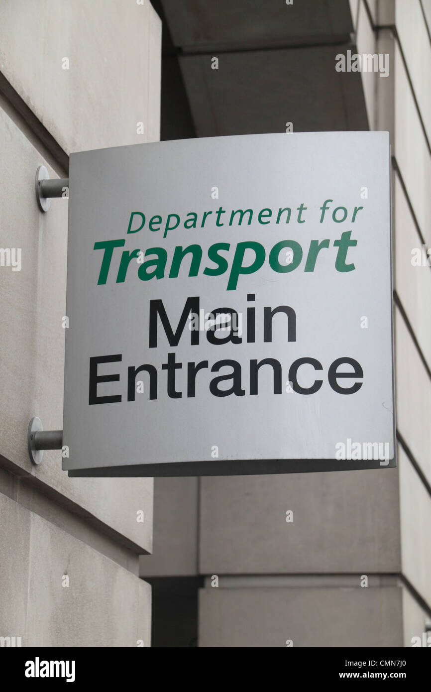 Sign at the entrance to the Department for Transport offices, Great Minster House, Horseferry Road, London, UK. Stock Photo