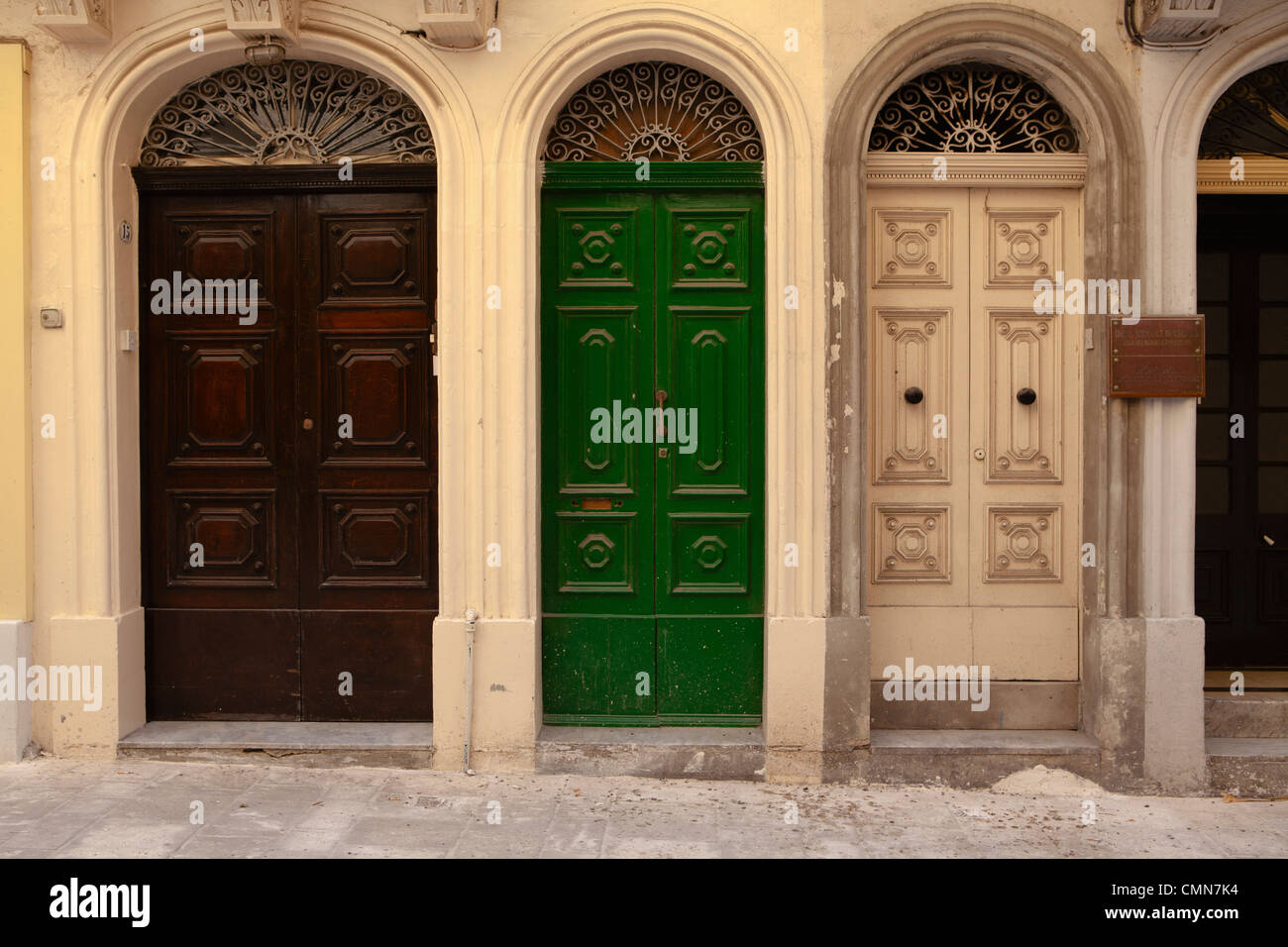 Old Doors in the Capital of Valletta, Island of Malta Stock Photo