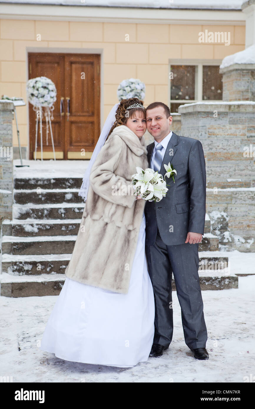 navy blue dress for baby girl Russian Wedding Bride Fur Cape Winter Stock Photo 388827214 main image 1