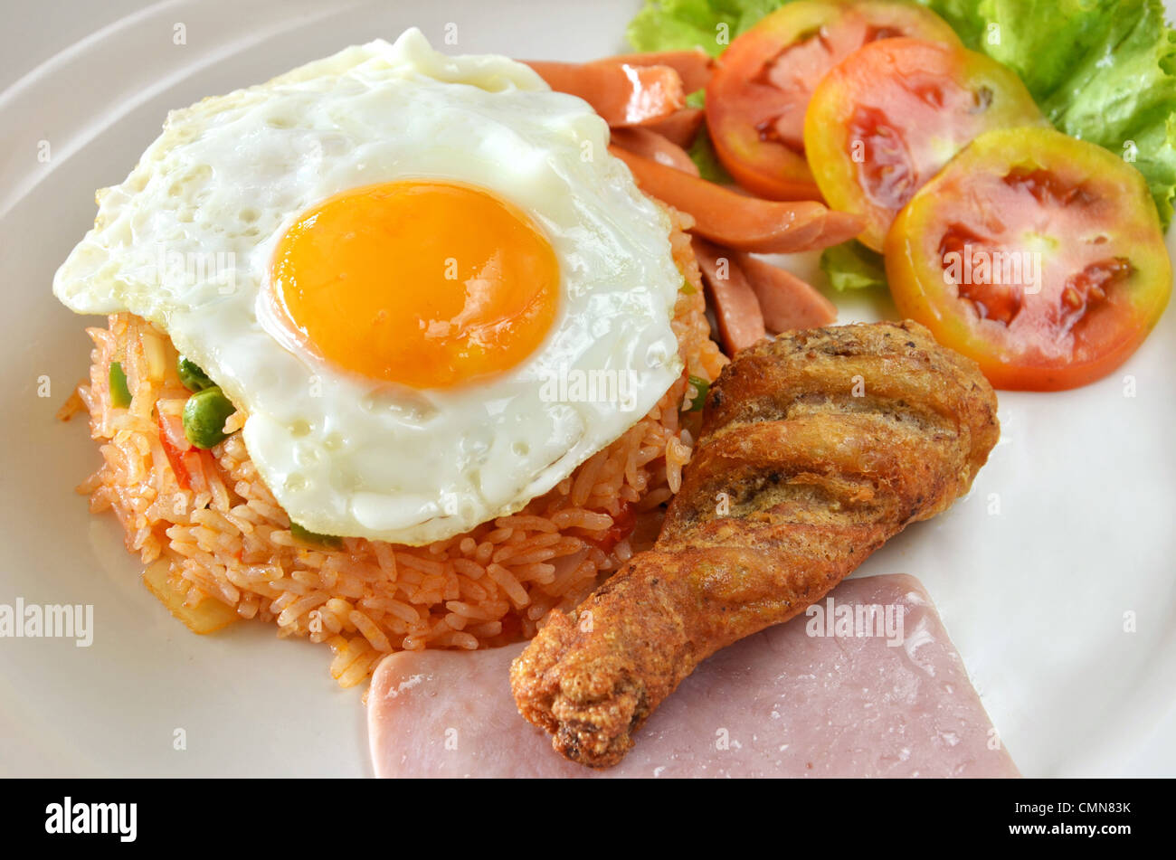American style breakfast set, fried rice Stock Photo Alamy
