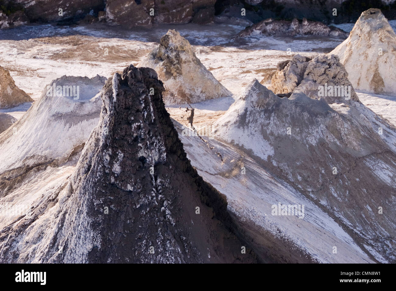Aerial view of the overflowing crater of Ol Doinyo Lengai in Tanzania Stock Photo