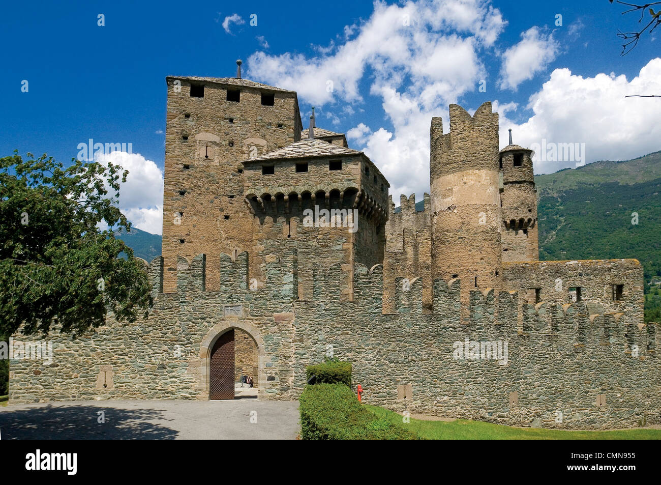 Italy Valle d'Aosta Fenis Castle Stock Photo