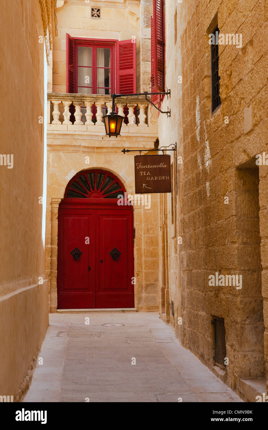 Old Red door Mdina, Malta Stock Photo