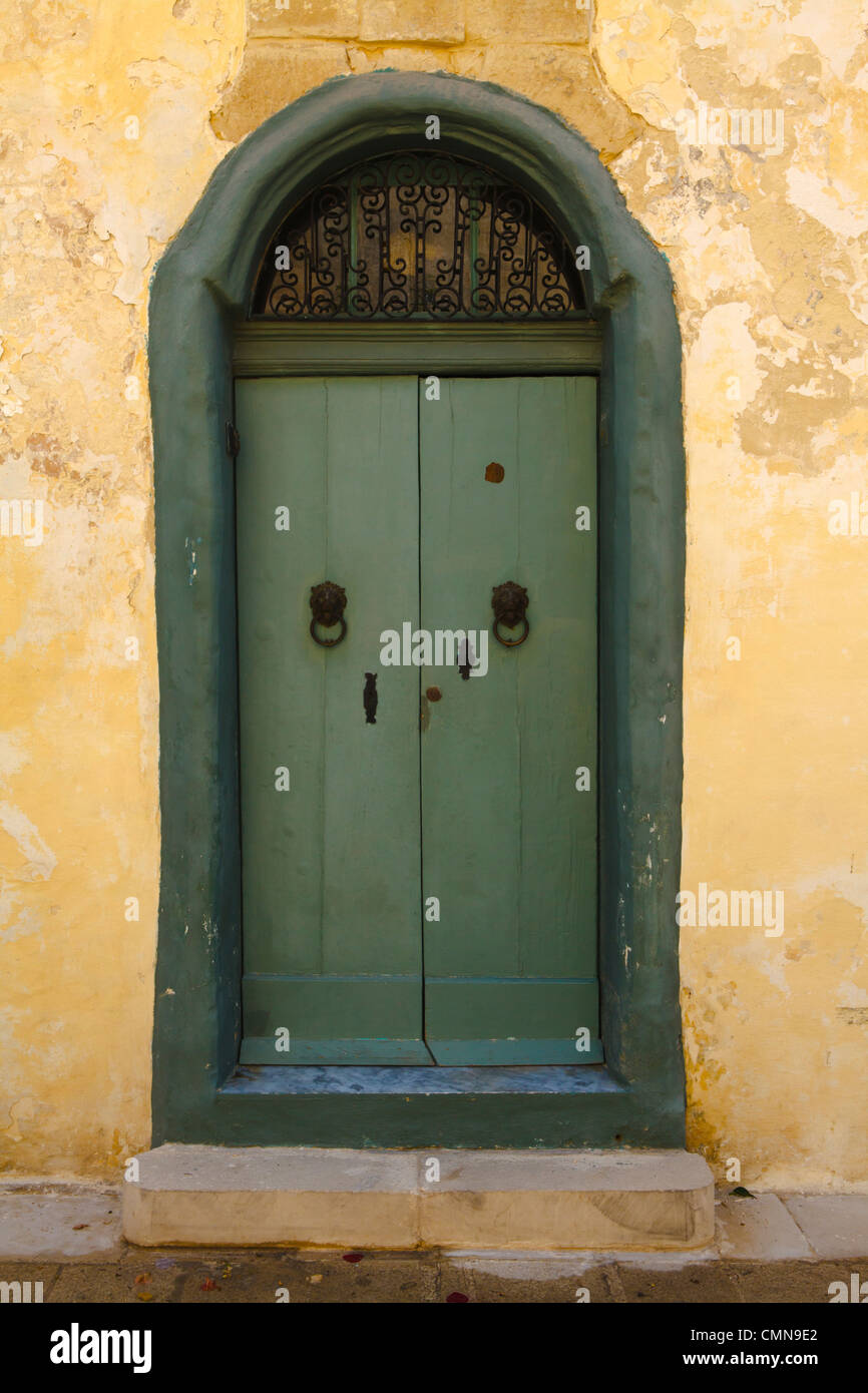 Old Green door Mdina, Malta Stock Photo