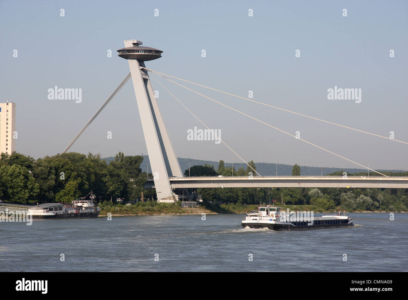 Restaurant UFO on the New Bridge (Novy most) over the Danube River at  Bratislava, Slovakia Stock Photo - Alamy