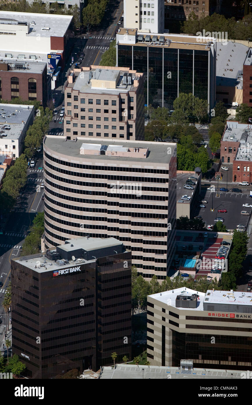 aerial photograph First Bank Bridge Bank Silicon Valley San Jose California Stock Photo