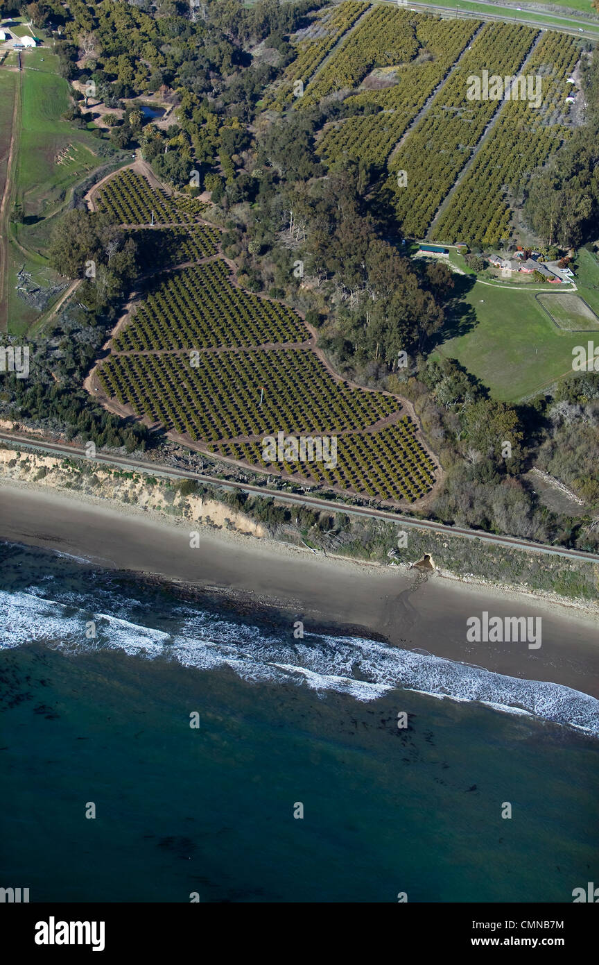 aerial photograph of coastal farming Central Coast California Stock Photo
