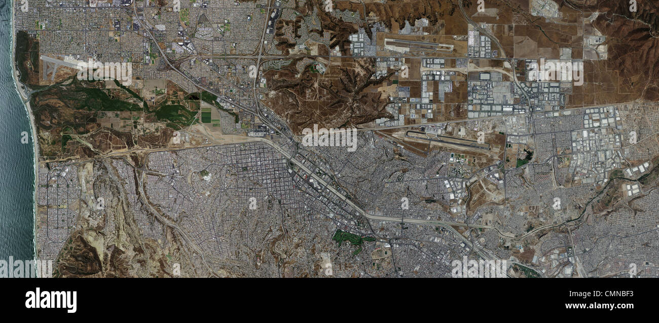 aerial photo map of Mexican American border Tijuana Mexico Stock Photo