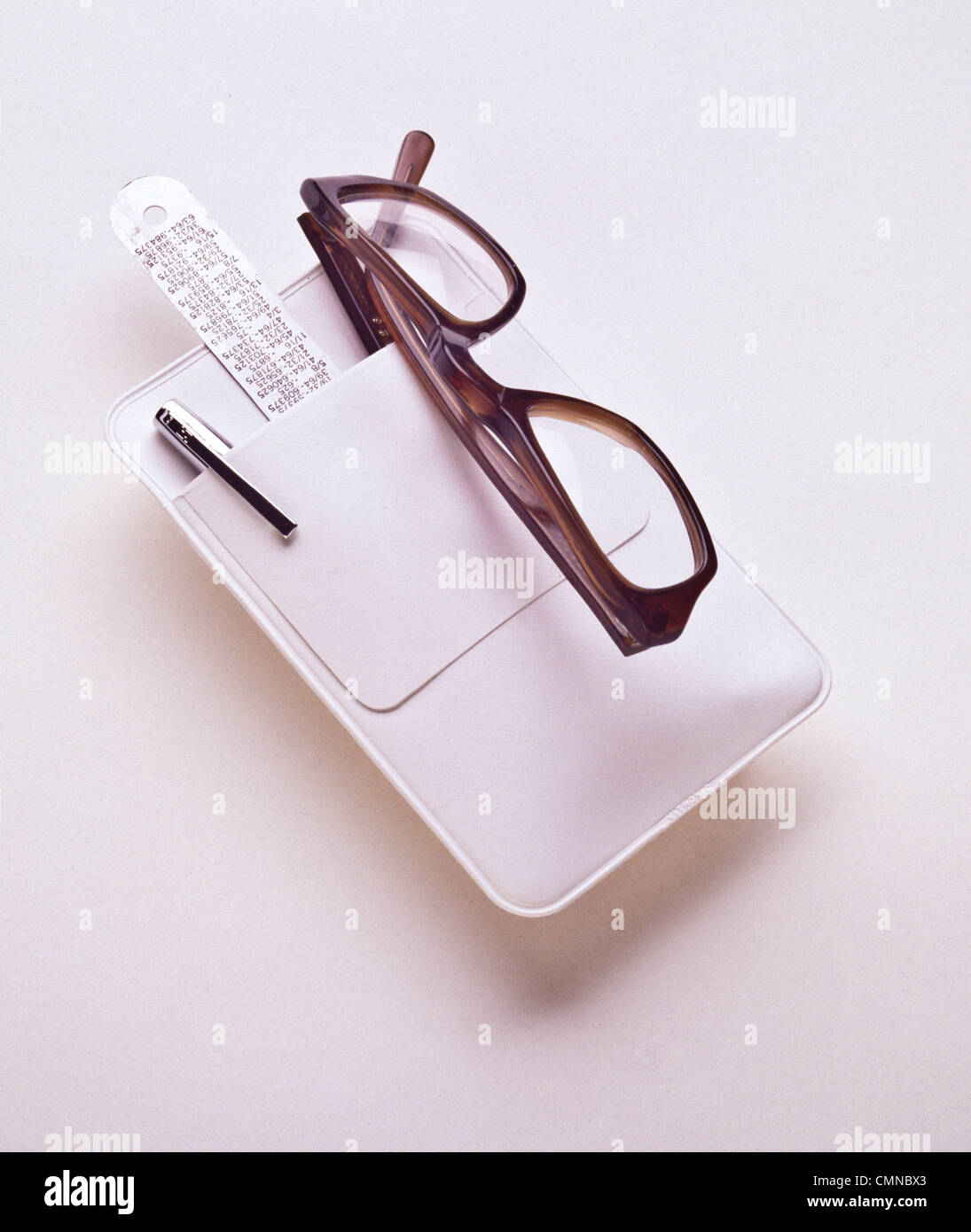 eyeglasses, pen, pocket protector, copy space Stock Photo Alamy