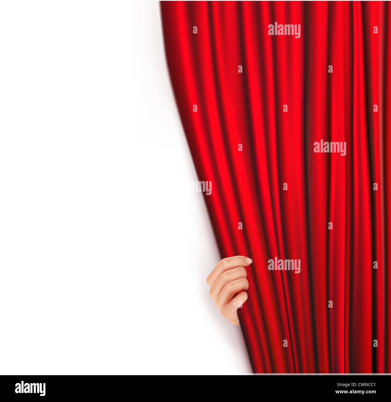 Background with red velvet curtain. Stock Photo