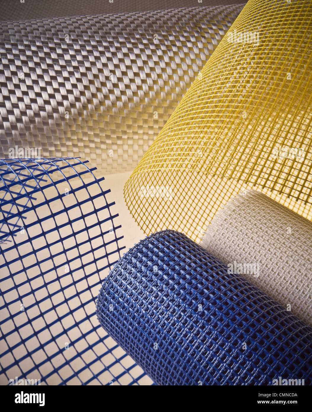 Assorted colored mesh fabrics used in industrial applications Stock