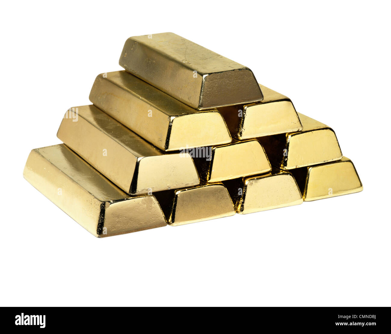 Gold bars pyramid Stock Photo