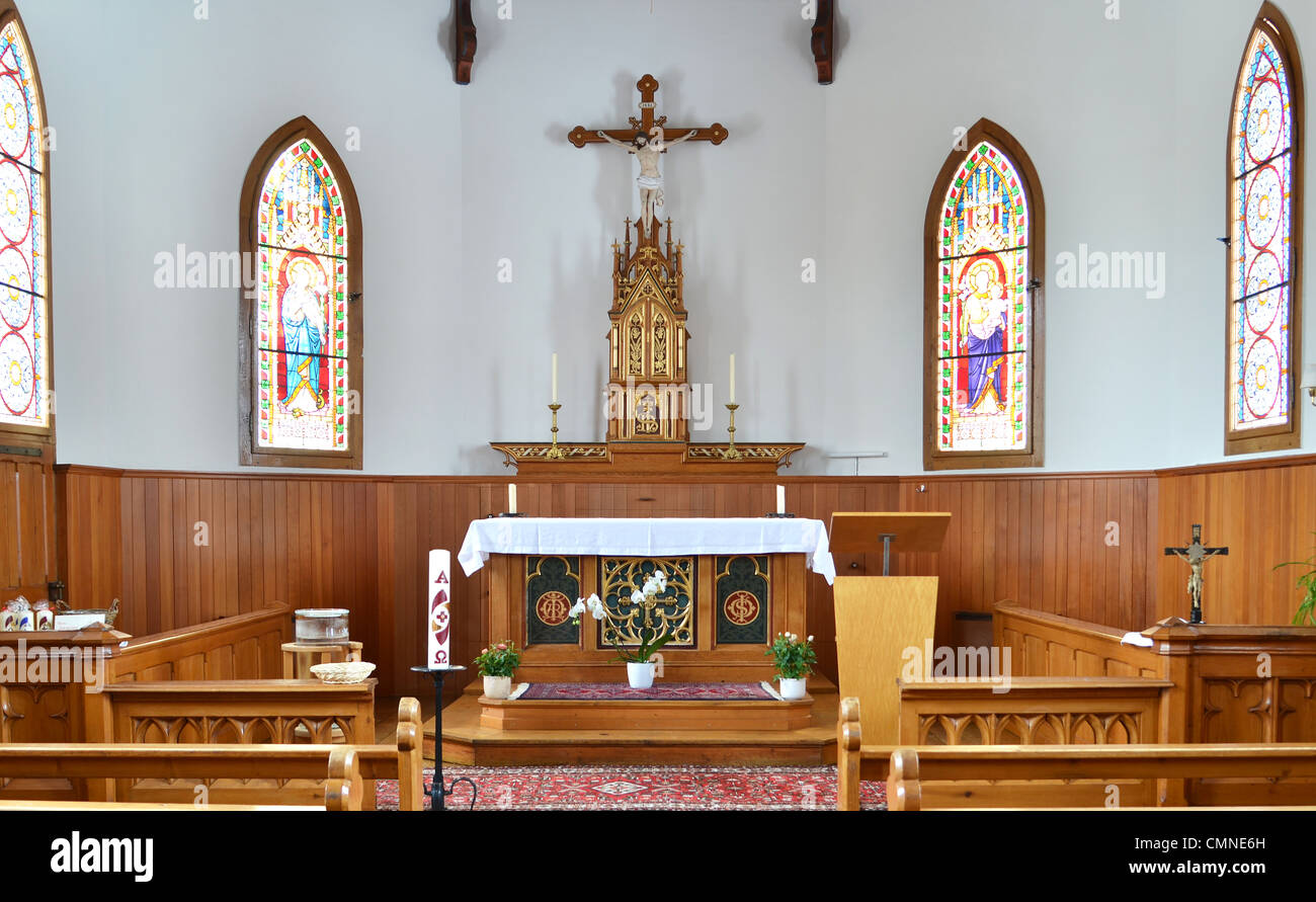 The Reformed Church interior in Murren, Bernese Oberland, Switzerland ...