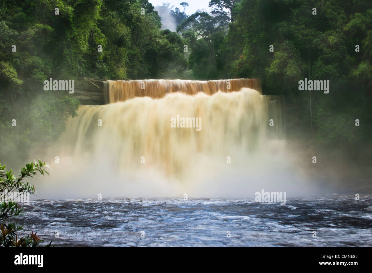 Maliau Falls (6th of 7 tiers) on the Maliau River. Centre of Maliau Basin - Sabah's 'Lost World' - Borneo. Stock Photo
