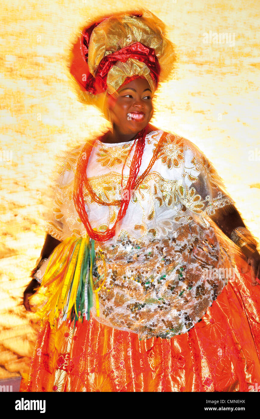 Portugal, Lisbon: 'Baiana' in traditional outfit at a presentation during the Tourism Fair BTL 2012 Stock Photo