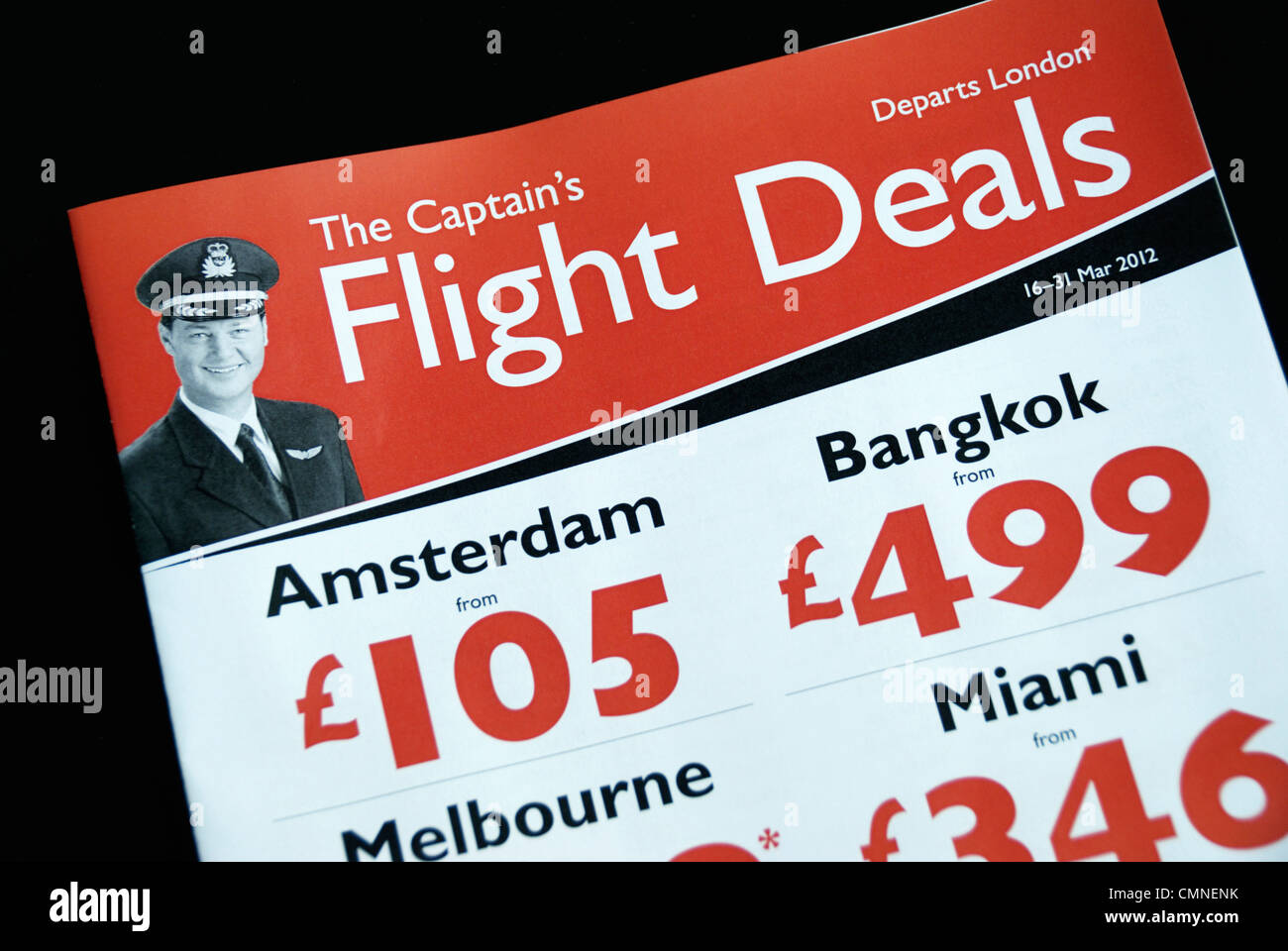 Air travel flight deals leaflet Stock Photo