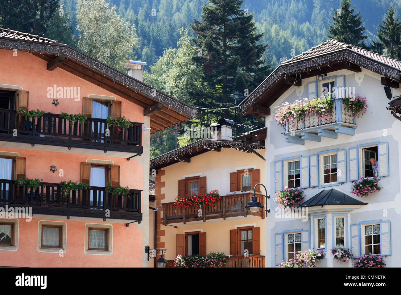The houses of Moena, Trentino Alto Adige Stock Photo Alamy