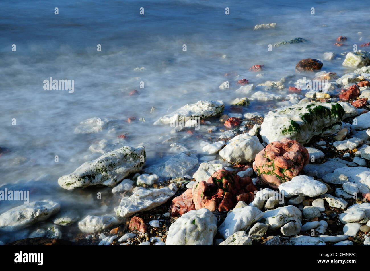 Rocks on Hunstanton Beach, Norfolk, England, UK Stock Photo
