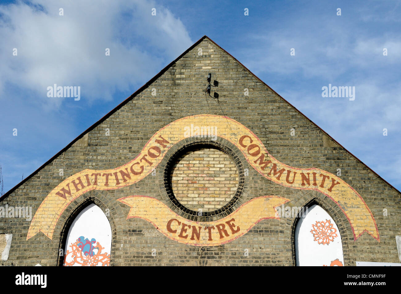 Whittington Community Centre painted on brick building, Whittington Park, Holloway, London UK Stock Photo