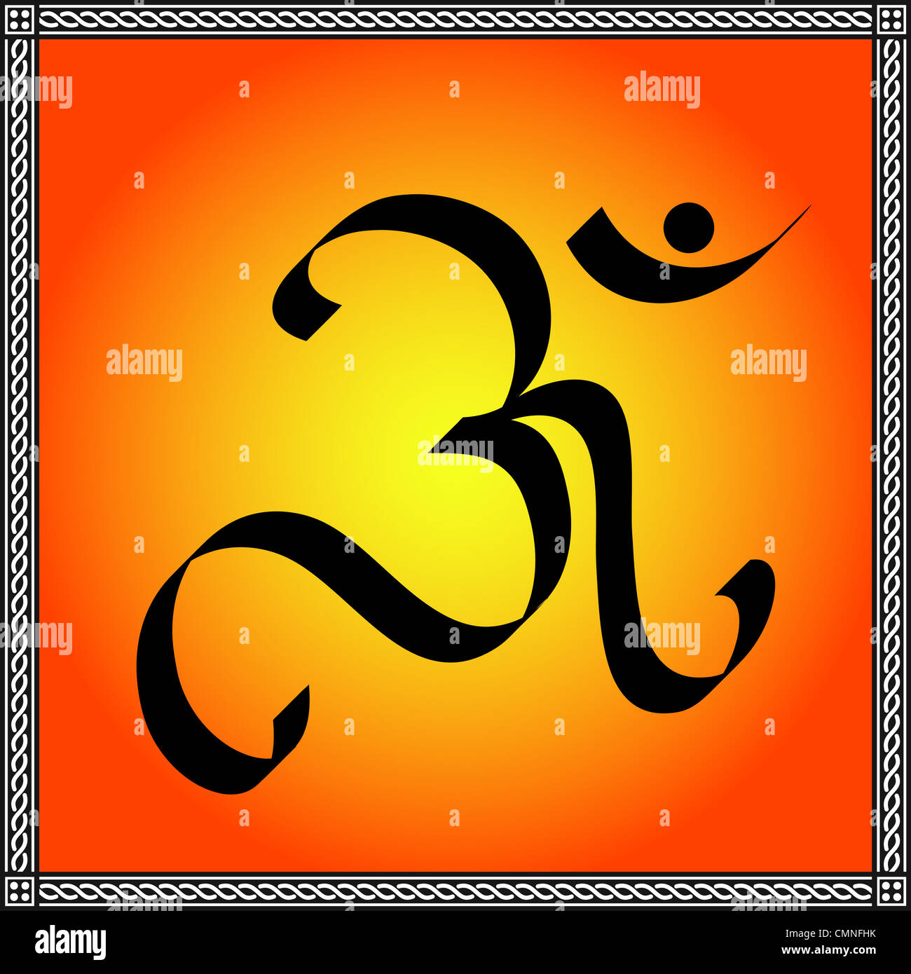 Indian divine OM symbol with frame Stock Photo