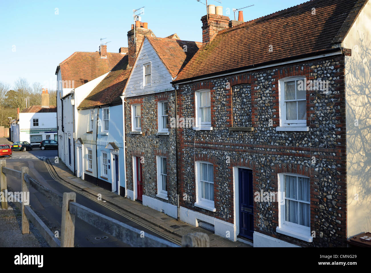 Old Flint Cottages In The North Walls Area Of Chichester West