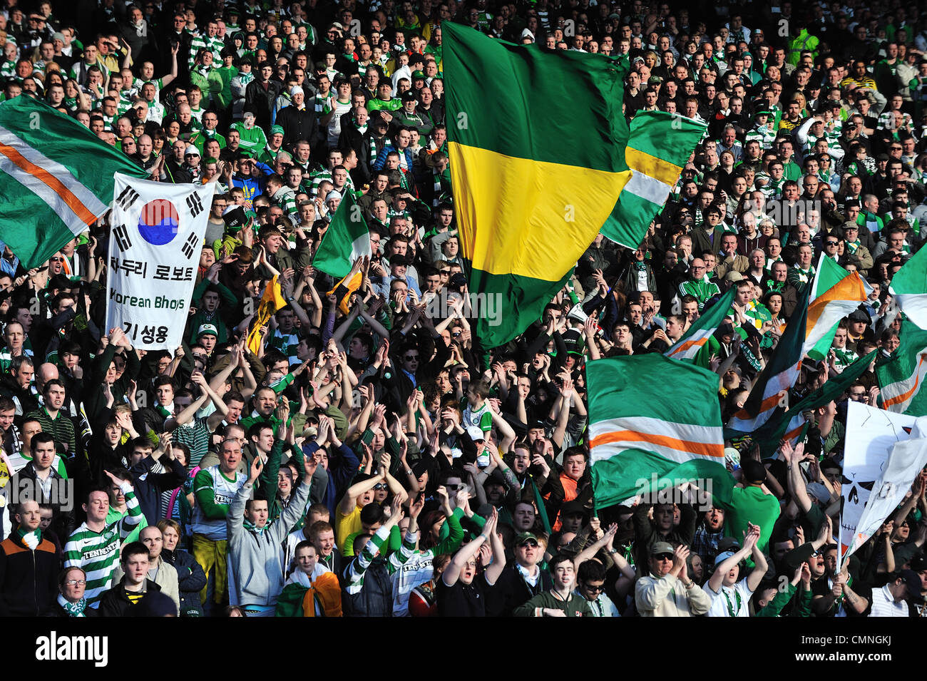 Celtic ultras fans group the Green Brigade at the League Cup final at