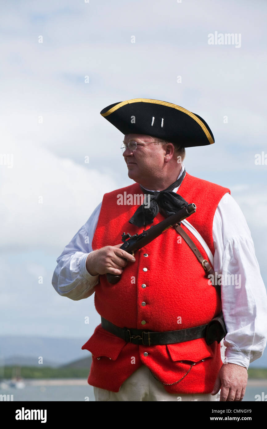 British soldier during re-enactment of Captain Cook's landing.  Cooktown, Queensland, Australia Stock Photo