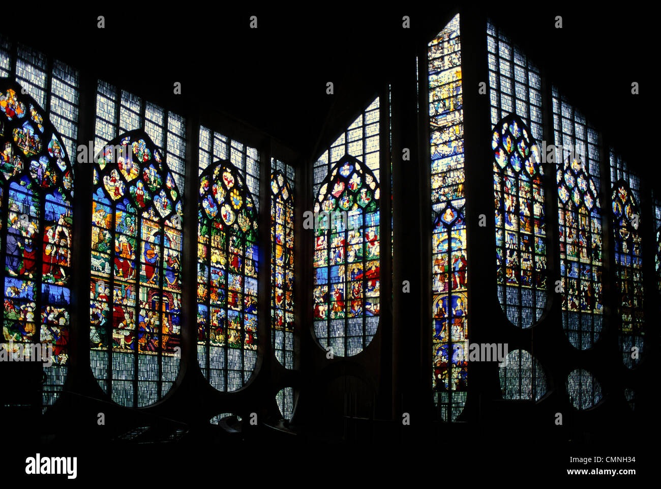Stained glass windows in Joan of Arc Museum, Rouen, Normandy, France