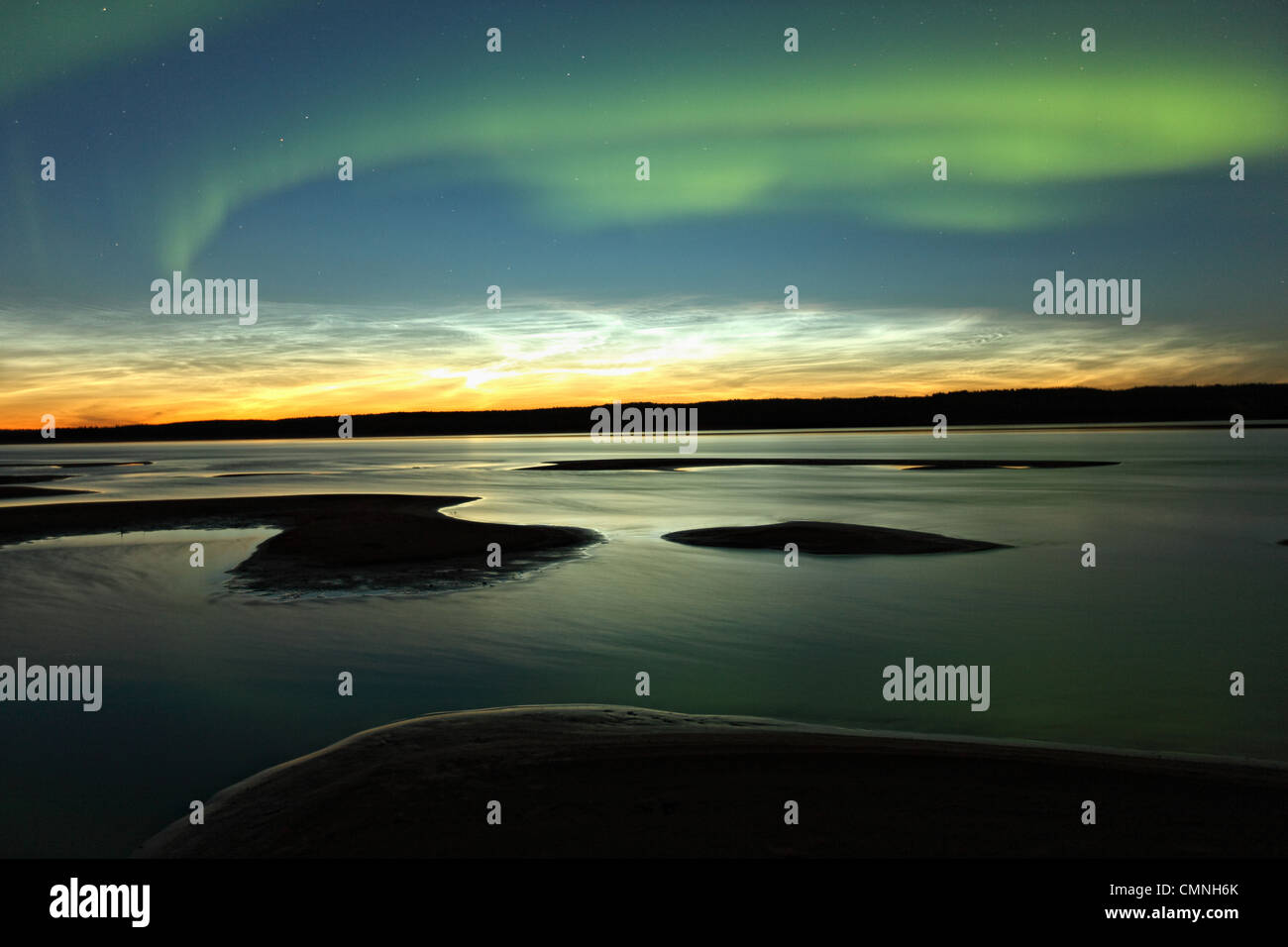 Aurora borealis over the MacKenzie River, Fort Simpson, Northwest Territories Stock Photo Alamy