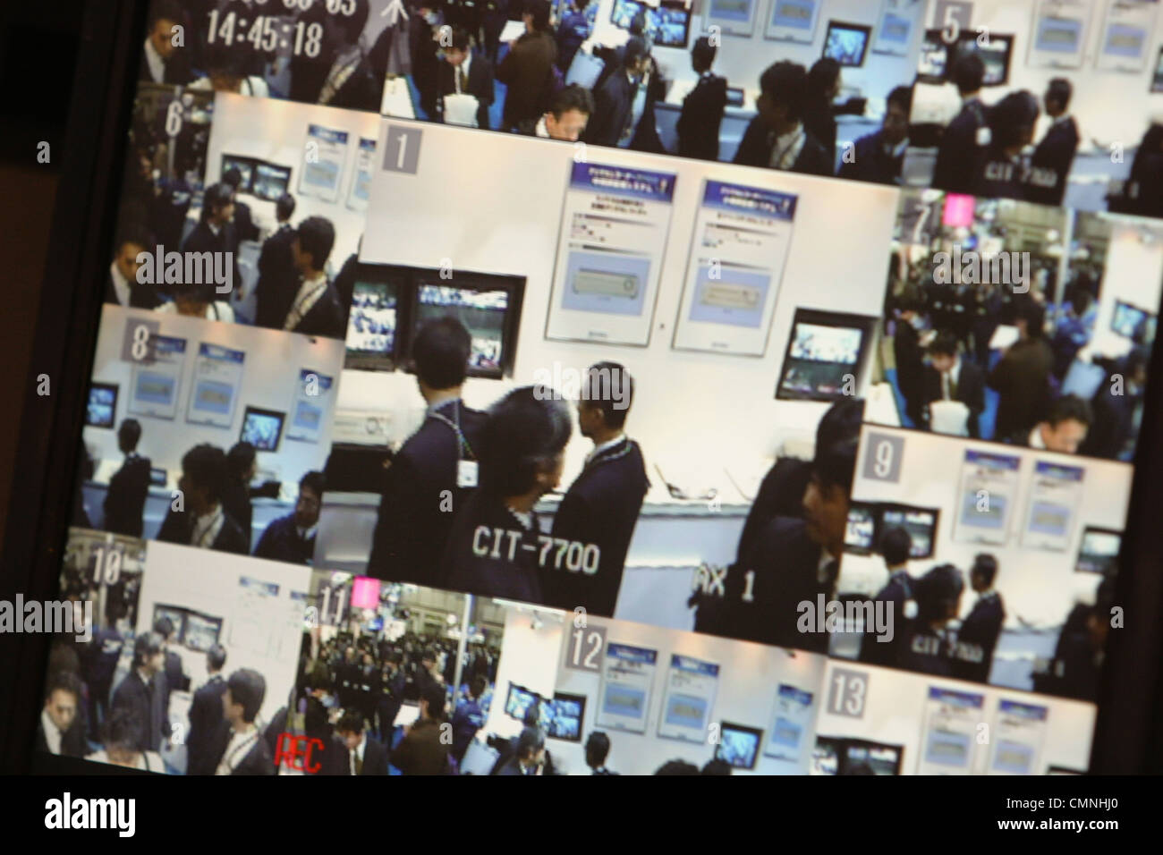 CCTV monitoring on display at 'Security Show 2005' in Tokyo, Japan Stock Photo Alamy