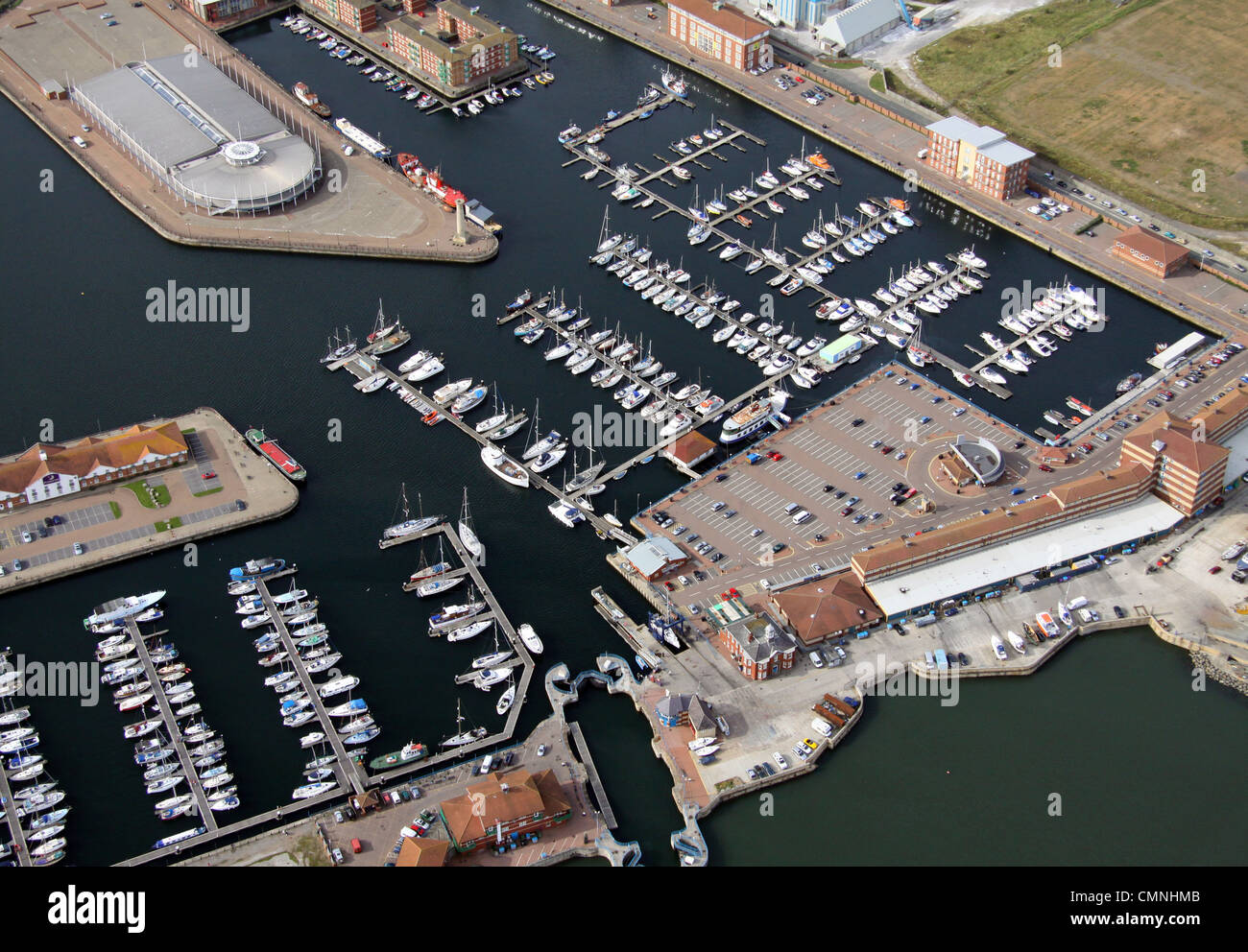 aerial view of Hartlepool Marina Stock Photo