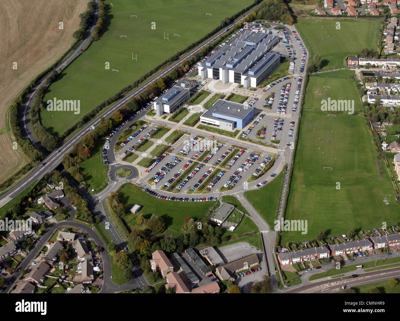 Aerial view of New College Durham Stock Photo Alamy
