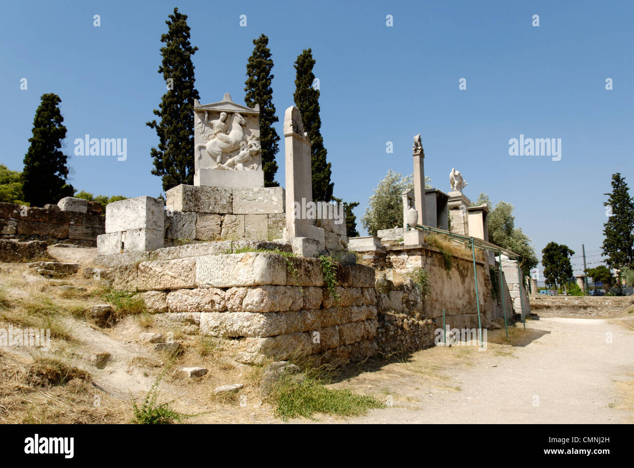 Kerameikos. Athens. Greece. View of the Street of the Tombs at the Kerameikos cemetery which was