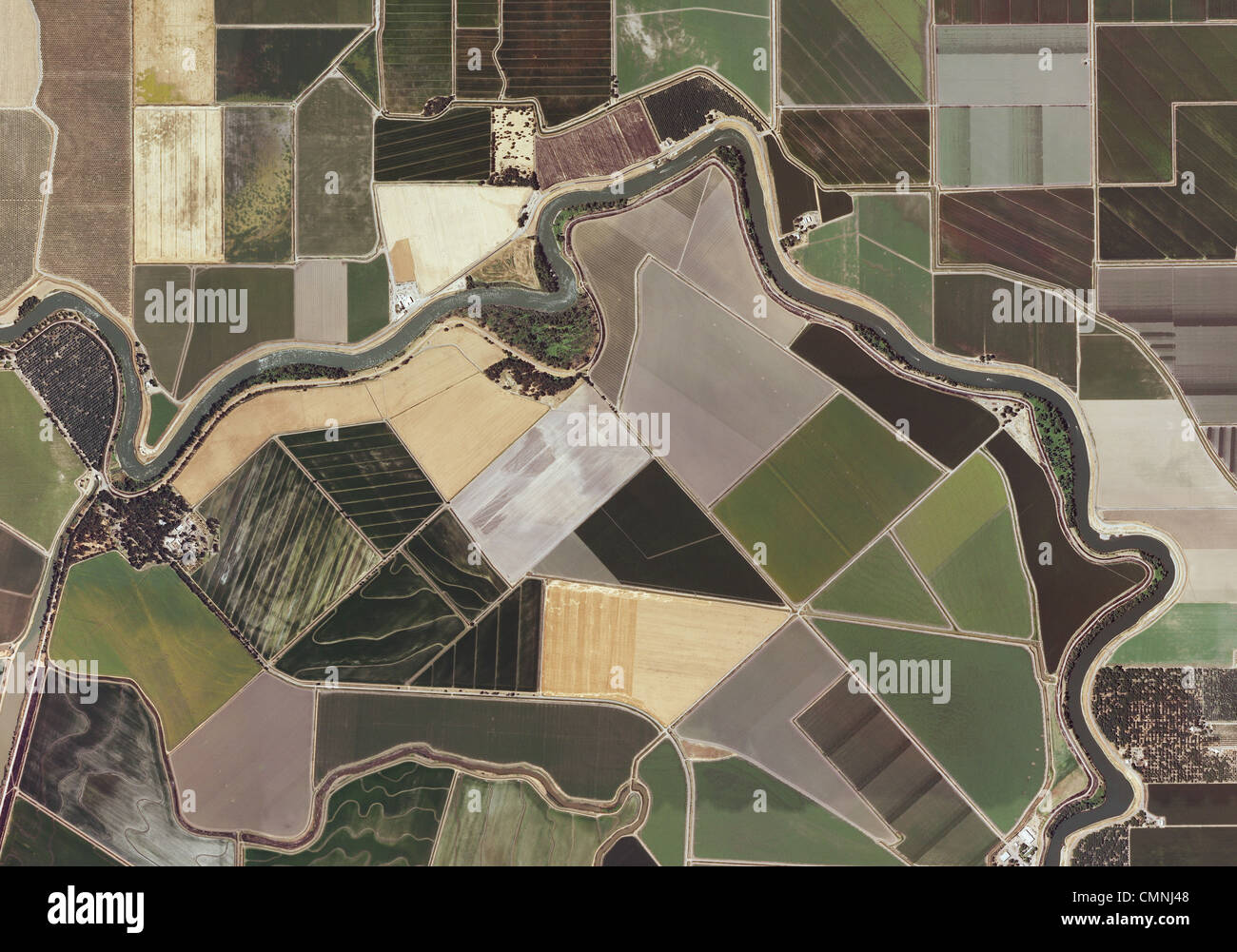 aerial photo map of farming Sacramento river delta Yolo County, California Stock Photo