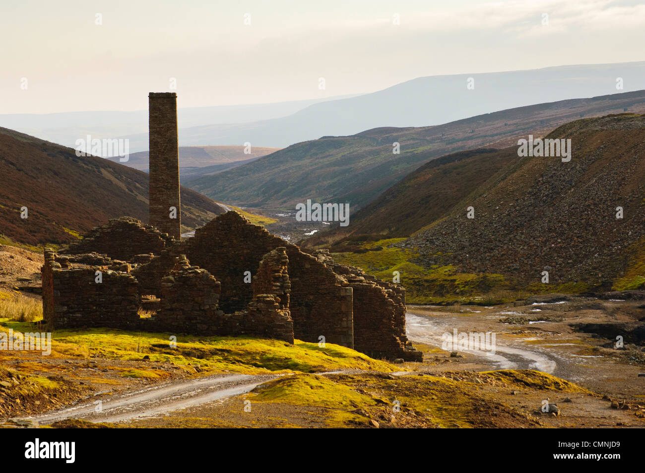 Remains of lead mines at Old Gang above Swaledale, North Yorkshire Stock Photo